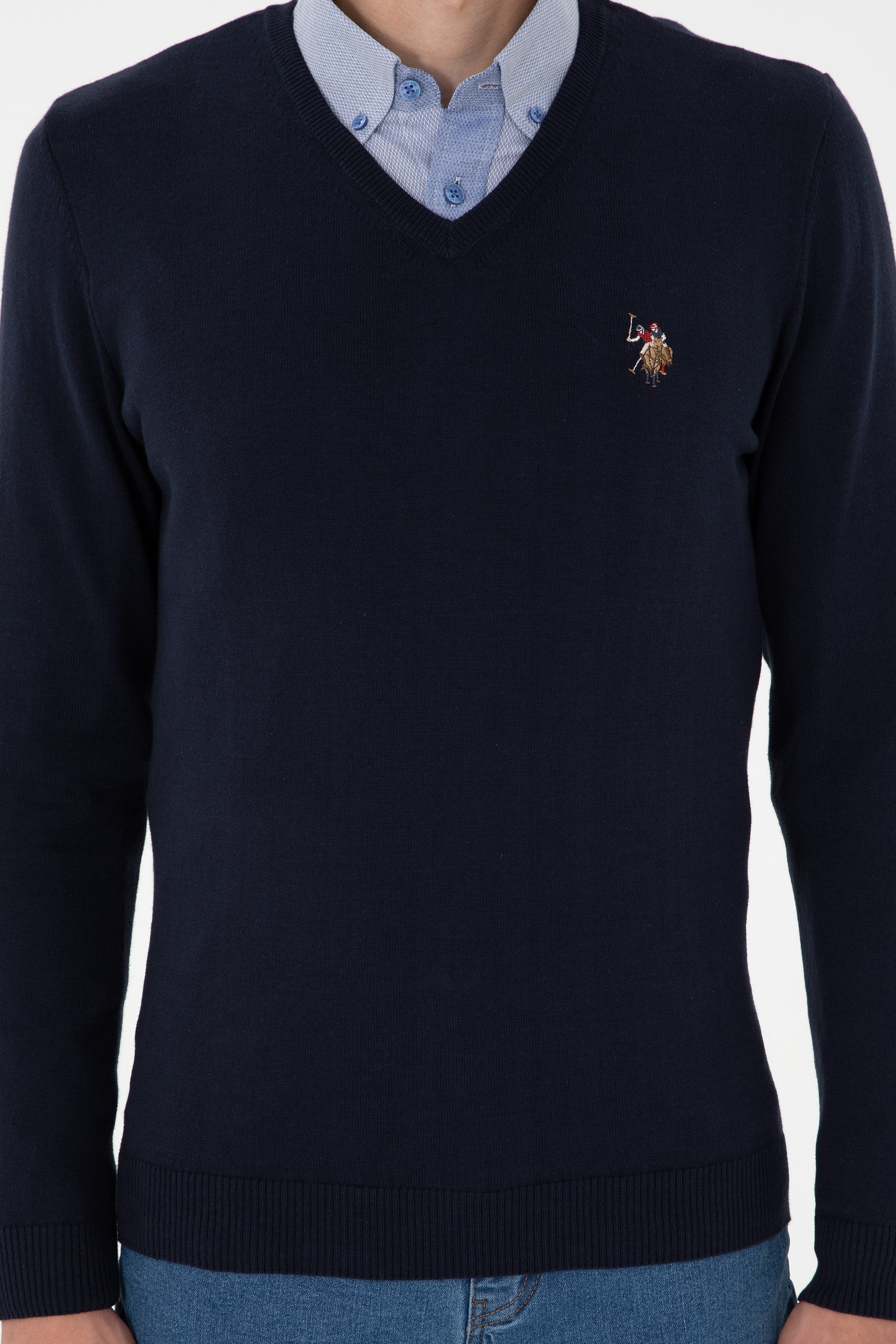USPA Men Jumper V/Neck Navy VR033 USPJR372 US POLO ASSN.