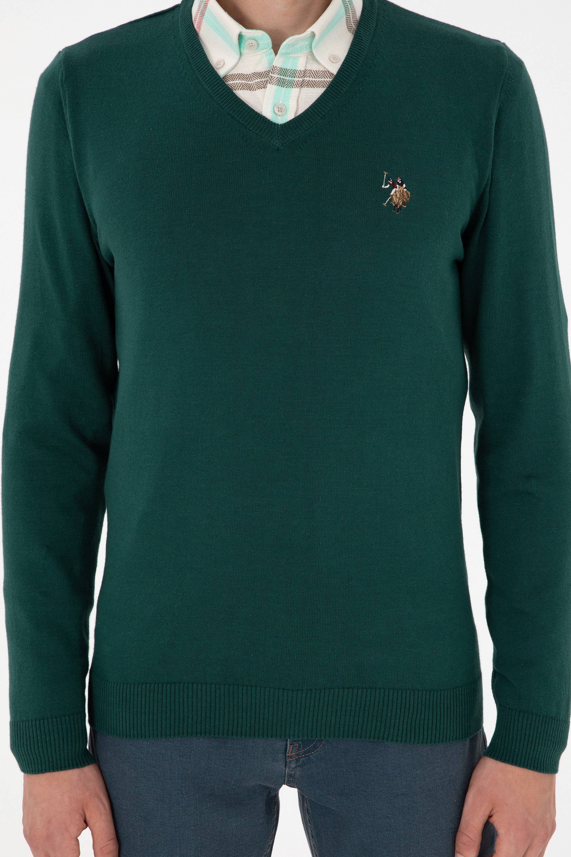 USPA Men Jumper V/Neck Green VR054 USPJR374 US POLO ASSN.