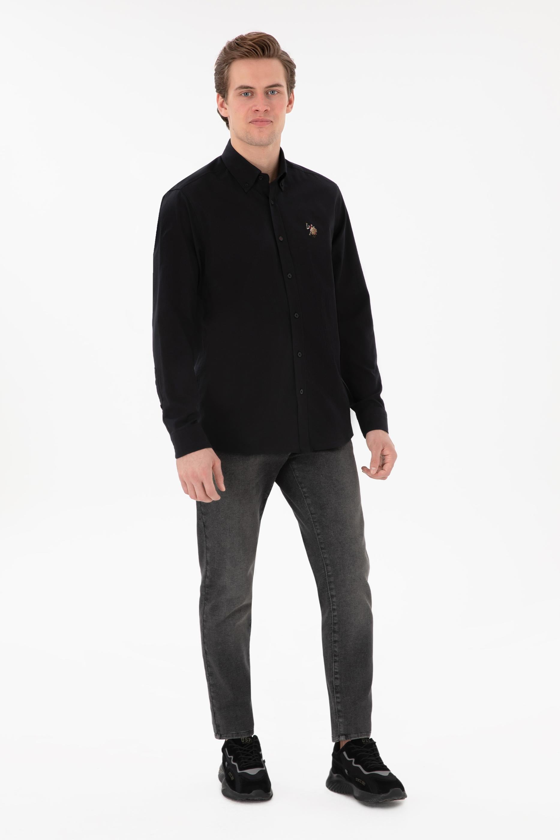 USPA Men Shirt Enzo Regular Full Sleeve Black VR046 USPSH362 US Polo Assn.