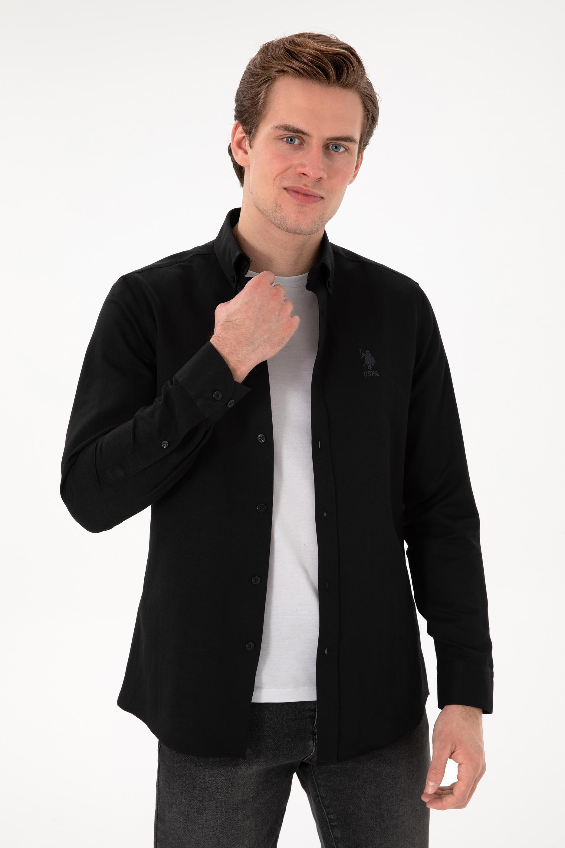 USPA Men Shirt Gox Slim Full Sleeve Black VR046 USPSH365 US Polo Assn.
