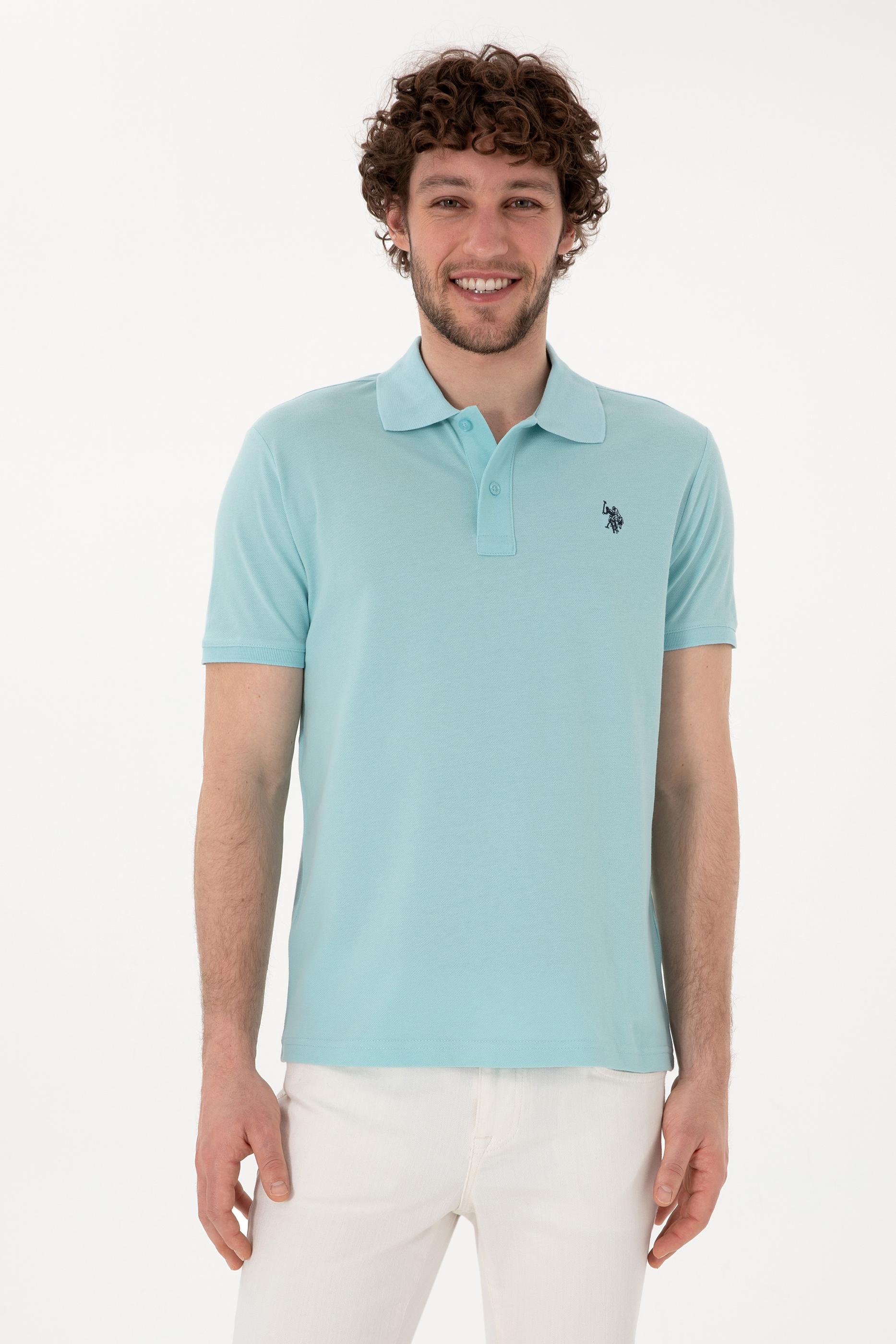 USPA Polo Shirt Men Aqua VR007 USPOM298 Single Color Horse US Polo Assn.