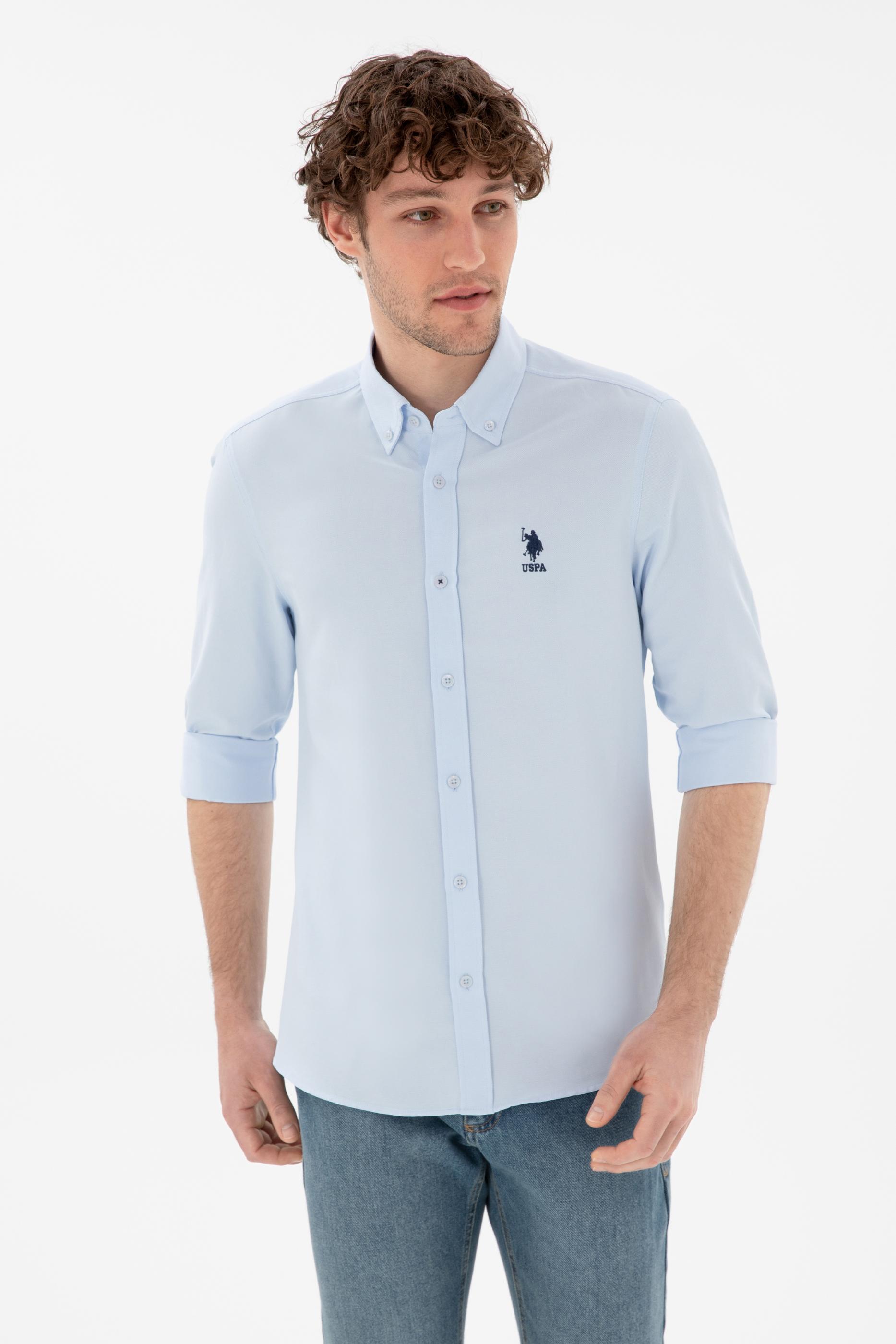 USPA Men Shirt Nova Slim Fit Light Blue VR003 USPSH367 US Polo Assn.