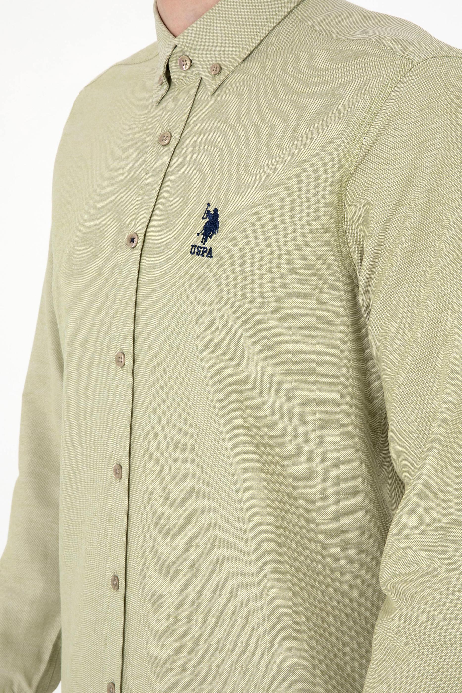 USPA Men Shirt Nova Slim Full Sleeve Light Khaki VR183 USPSH357 US Polo Assn.