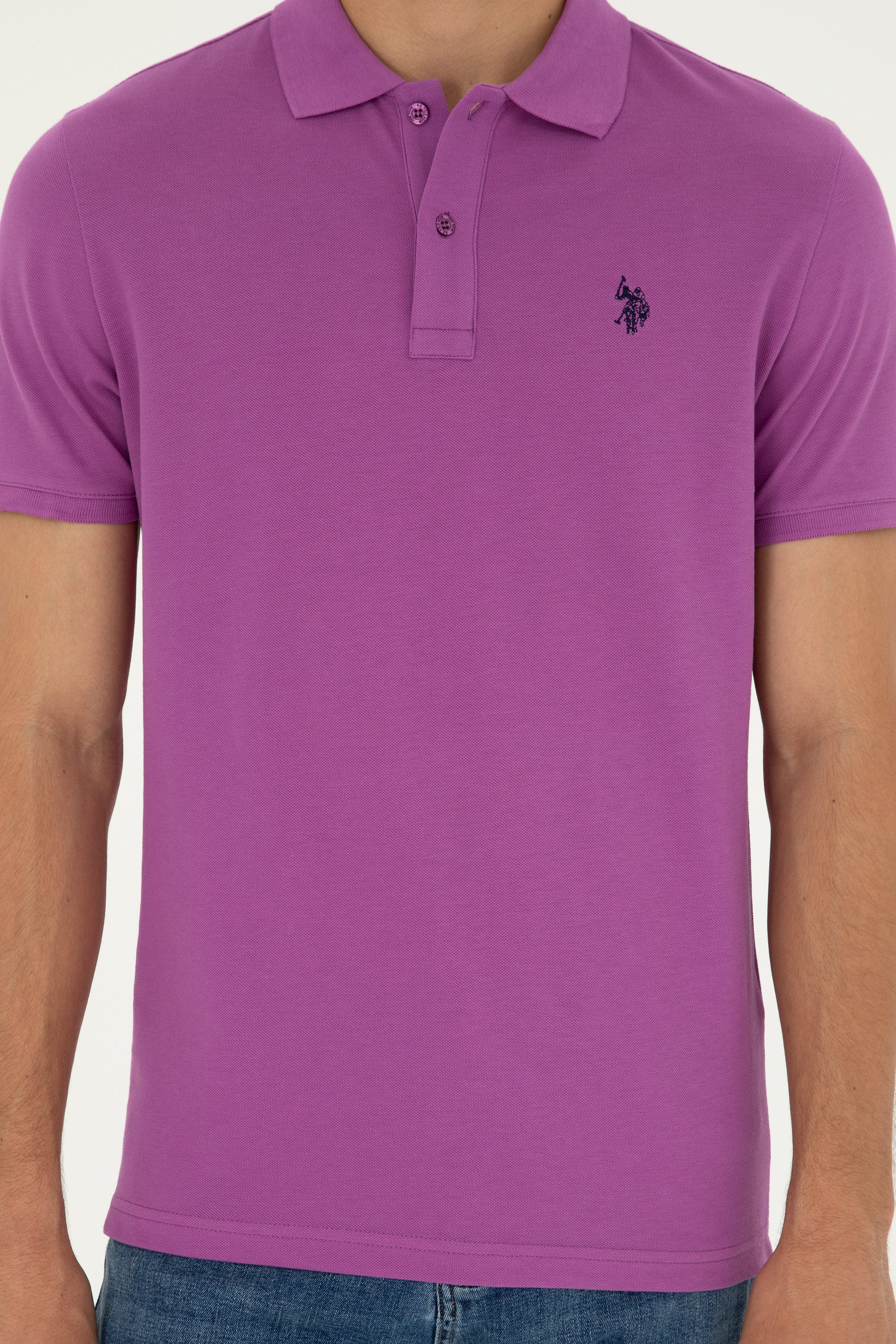 USPA Polo Shirt Men Purple VR038 USPOM228 Single Color Horse US Polo Assn.