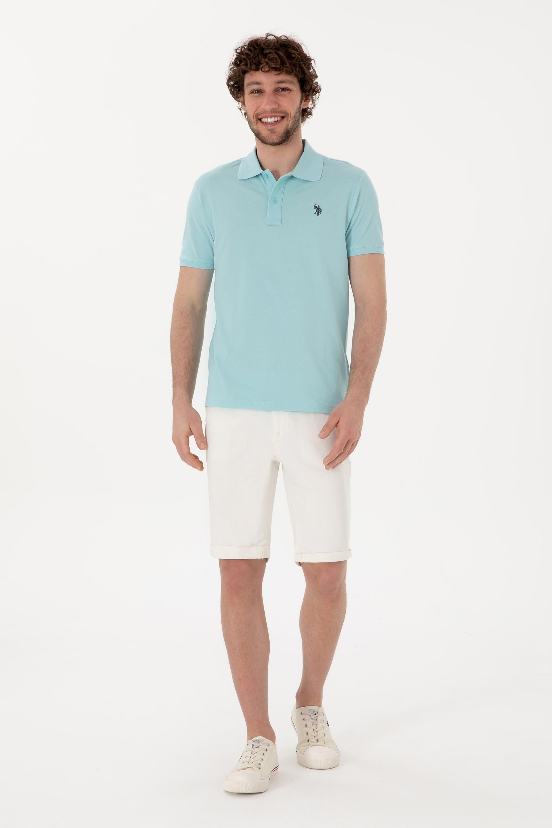 USPA Polo Shirt Men Aqua VR007 USPOM298 Single Color Horse US Polo Assn.