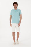 USPA Polo Shirt Men Aqua VR007 USPOM298 Single Color Horse US Polo Assn.
