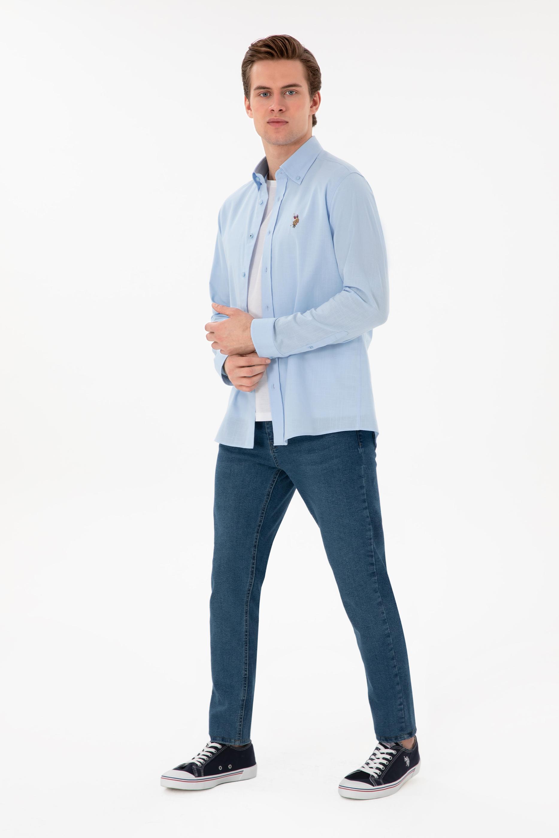 USPA Men Shirt Enzo Regular Full Sleeve Light Blue VR003 USPSH363 US Polo Assn.