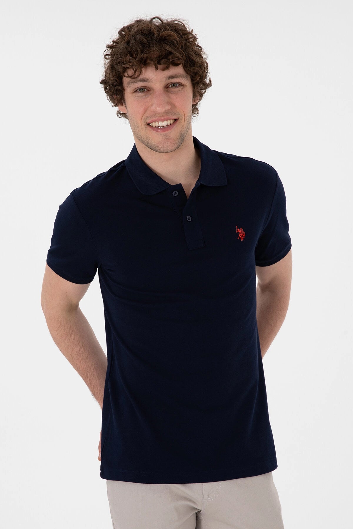 USPA Polo Shirt Men Navy VR033 USPOM304 Single Color Horse US Polo Assn.