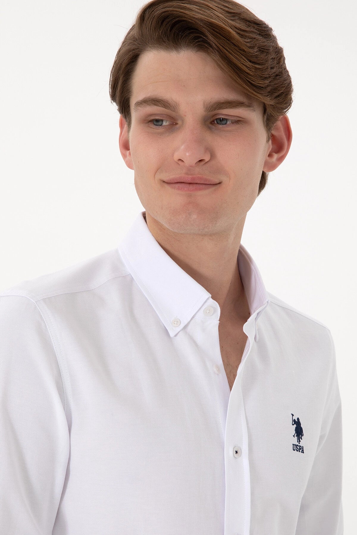 USPA Men Shirt Nova Slim Full Sleeve Light White VR013 USPSH364 US Polo Assn.