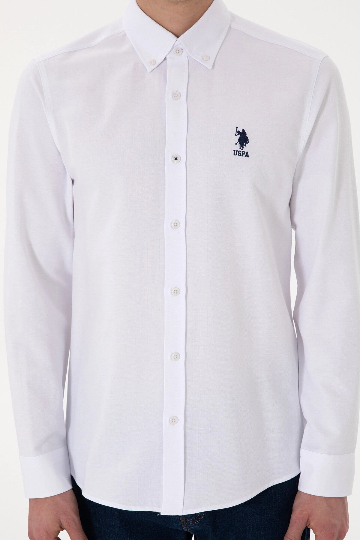 USPA Men Shirt Nova Slim Full Sleeve Light White VR013 USPSH364 US Polo Assn.