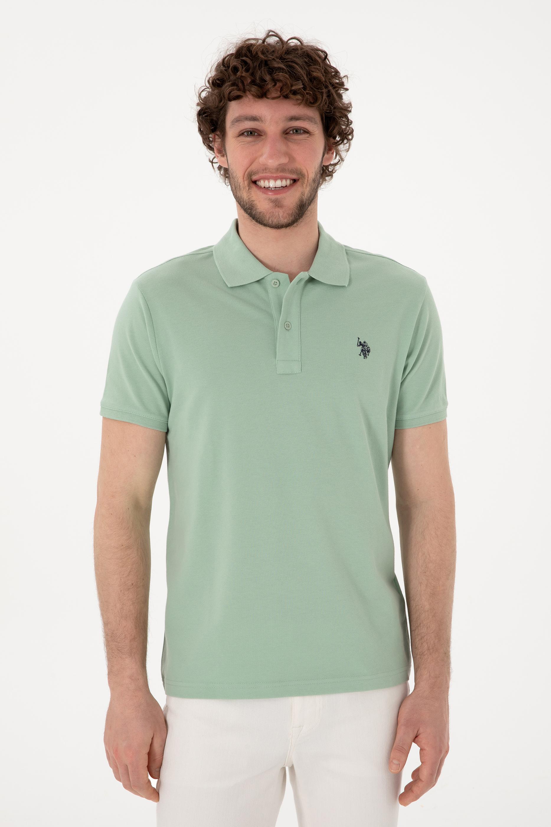 USPA Polo Shirt Men Water Green VR048 USPOM290 Single Color Horse US Polo Assn.
