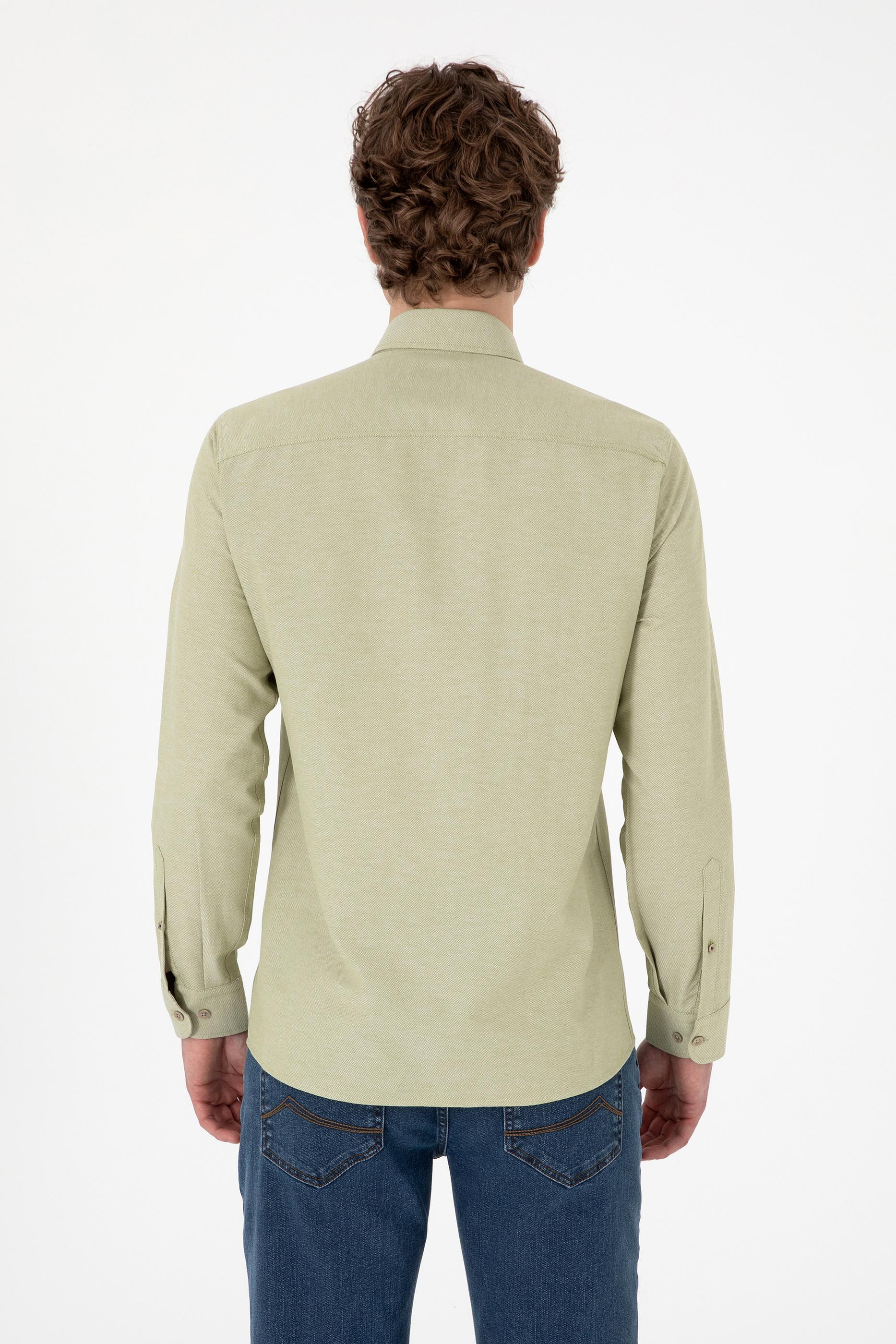 USPA Men Shirt Nova Slim Full Sleeve Light Khaki VR183 USPSH357 US Polo Assn.