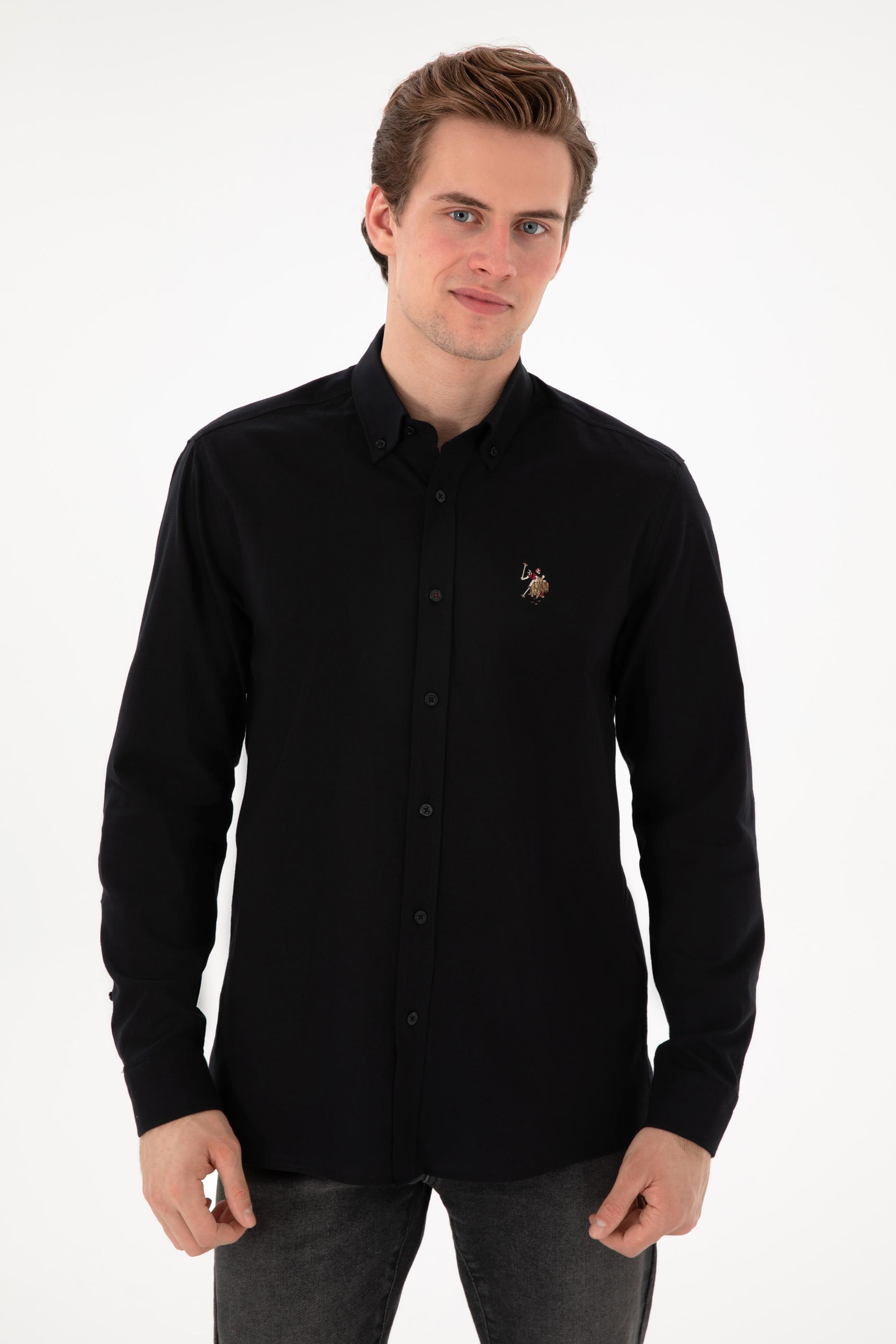 USPA Men Shirt Enzo Regular Full Sleeve Black VR046 USPSH362 US Polo Assn.