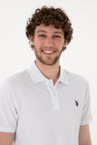 USPA Polo Shirt Men White VR013 USPOM299 Single Color Horse US Polo Assn.