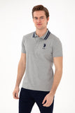 USPA Men Polo Shirt USPA Big Logo Grey Melange VR086 USPOM280 US POLO ASSN.