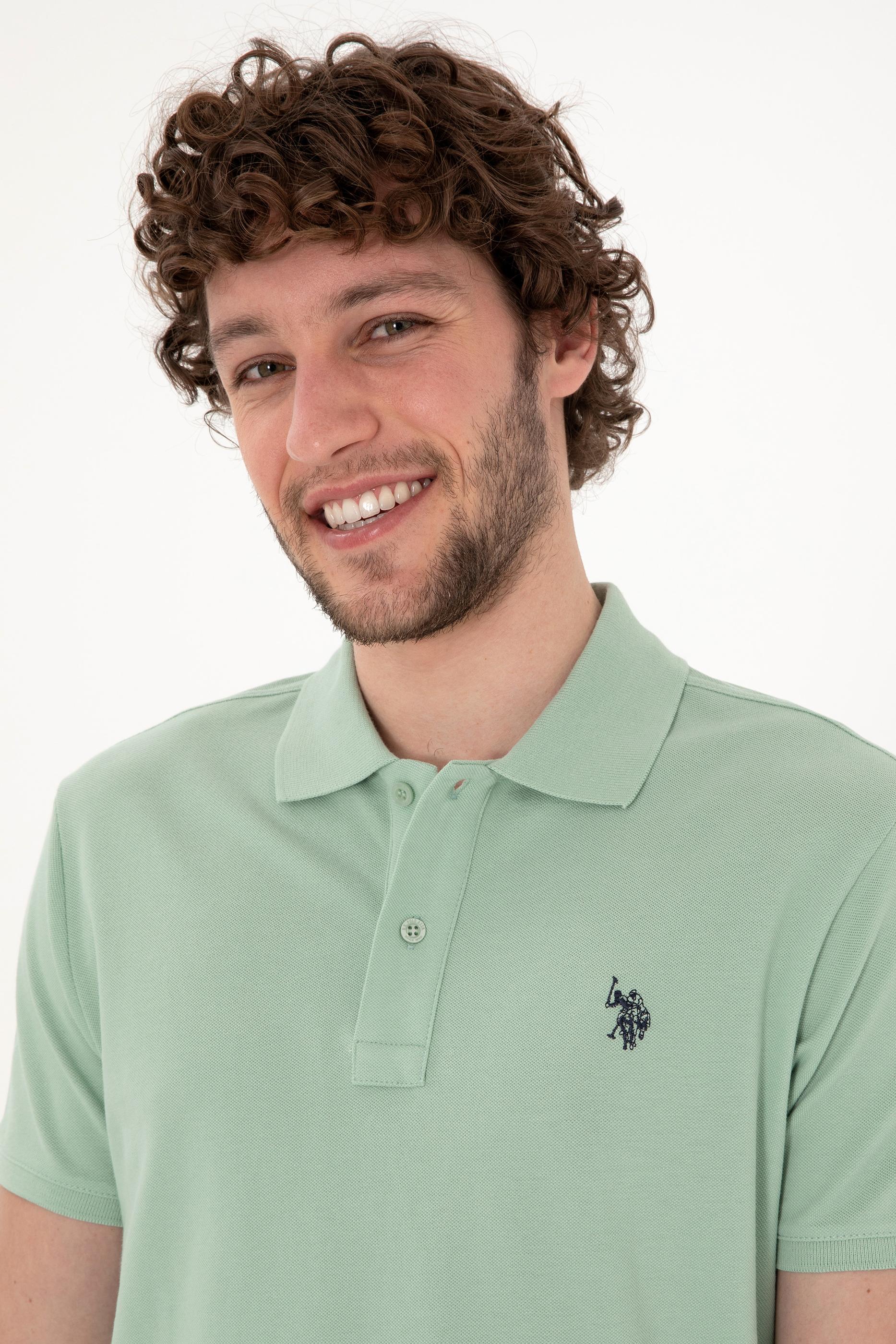 USPA Polo Shirt Men Water Green VR048 USPOM290 Single Color Horse US Polo Assn.
