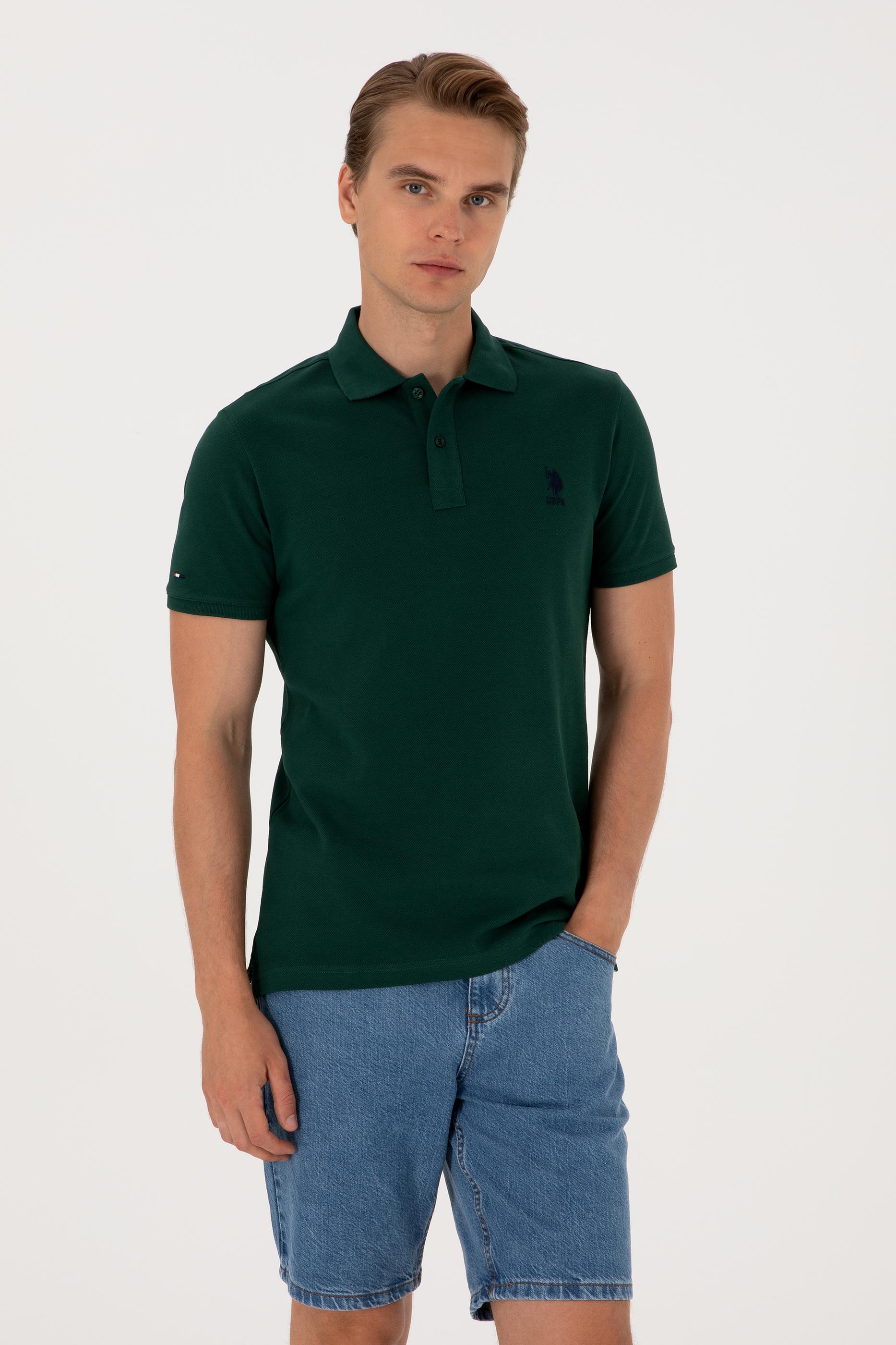 USPA Polo Shirt Men Dark Green VR079 USPOM284 USPA LOGO US POLO ASSN.