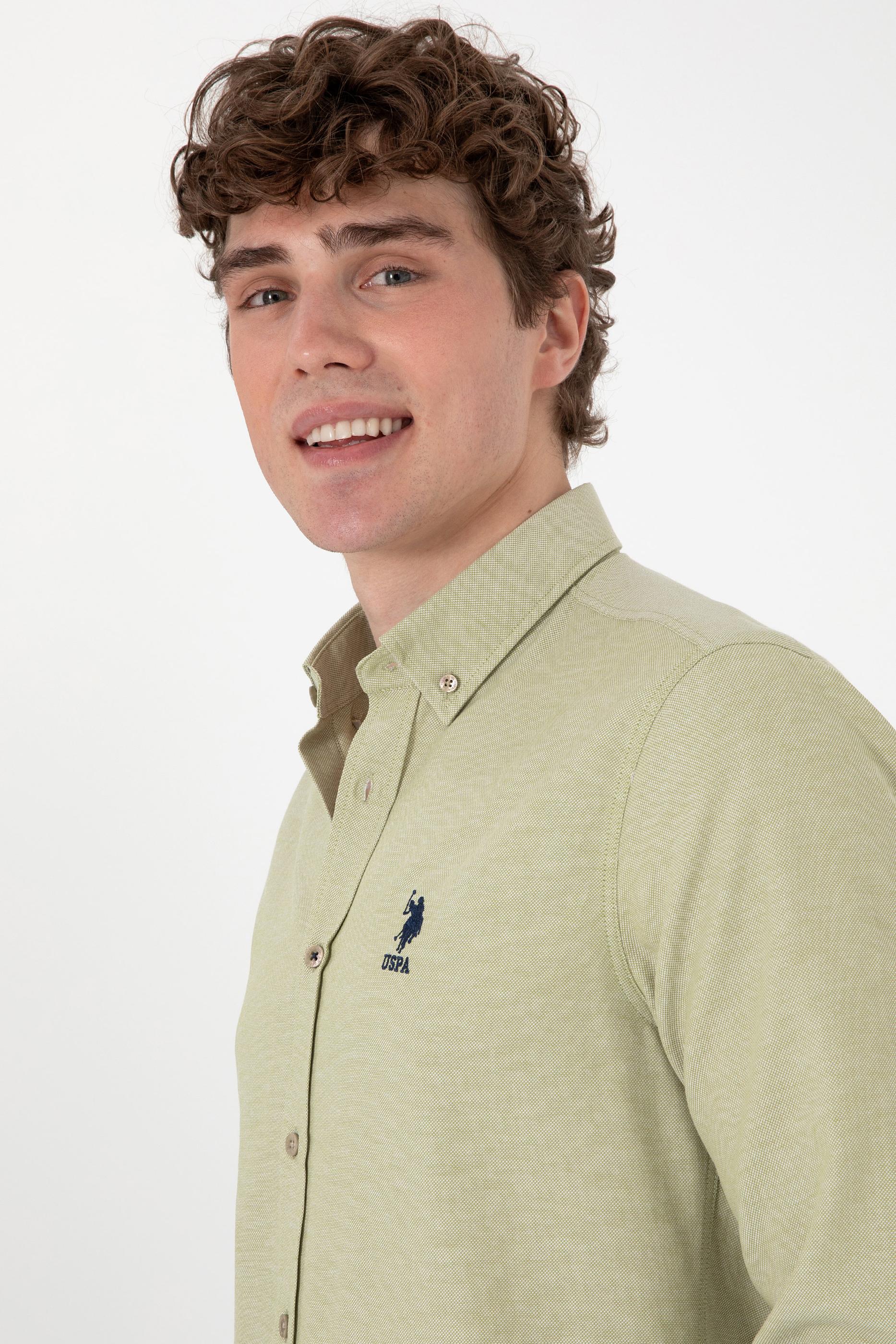 USPA Men Shirt Nova Slim Full Sleeve Light Khaki VR183 USPSH357 US Polo Assn.