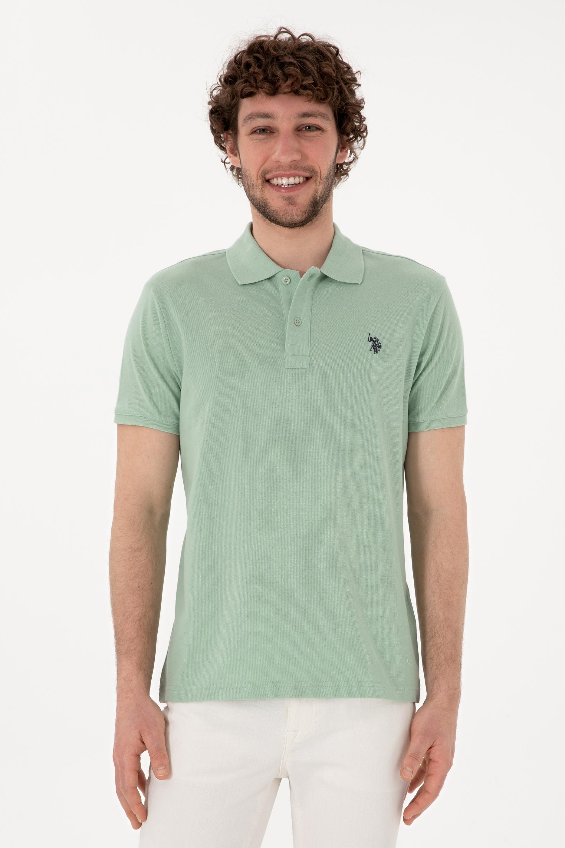 USPA Polo Shirt Men Water Green VR048 USPOM290 Single Color Horse US Polo Assn.