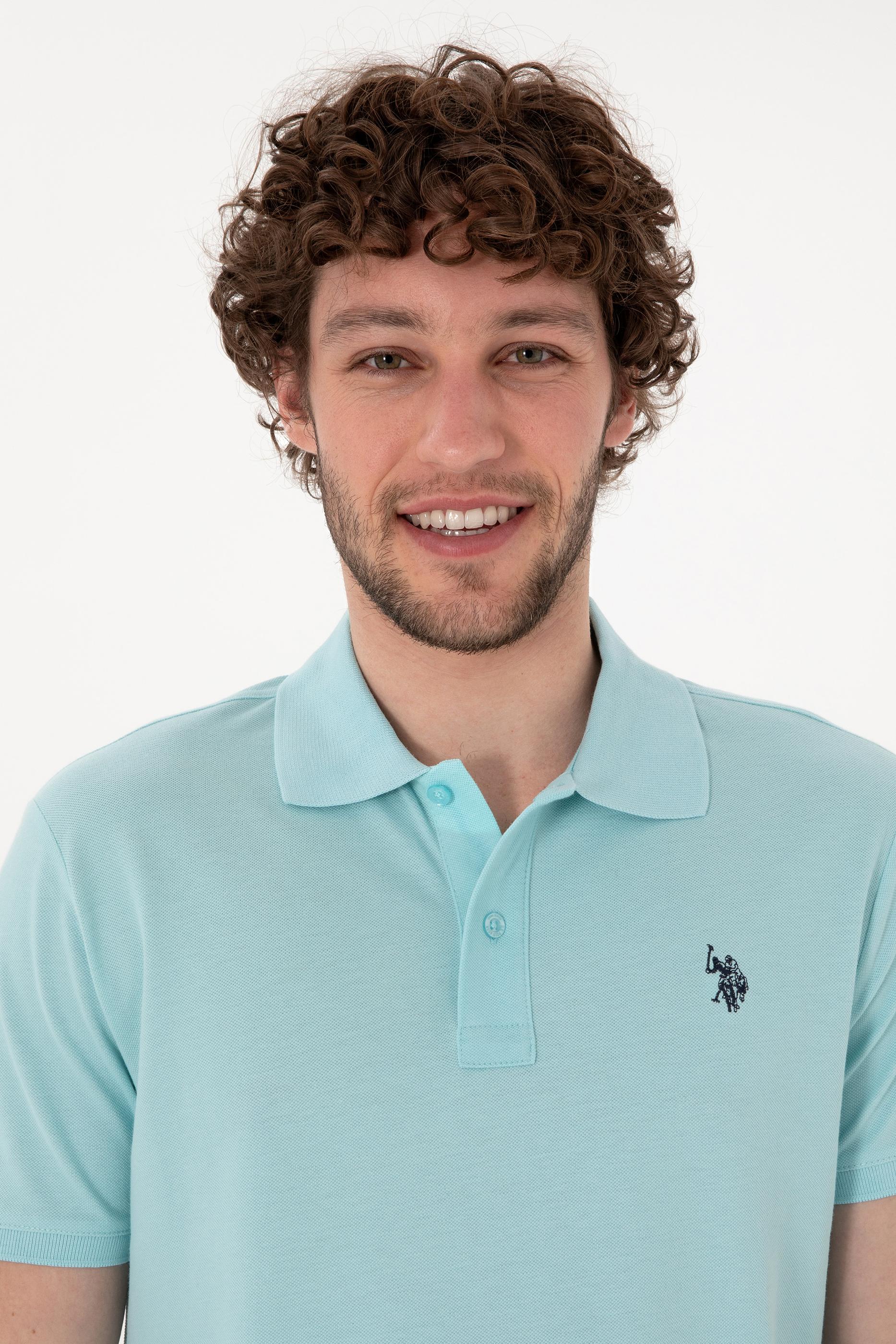 USPA Polo Shirt Men Aqua VR007 USPOM298 Single Color Horse US Polo Assn.