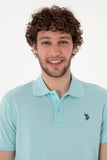 USPA Polo Shirt Men Aqua VR007 USPOM298 Single Color Horse US Polo Assn.