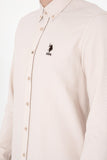 USPA Men Shirt Nova Slim Full Sleeve Stone VR049 USPSH351 US Polo Assn.