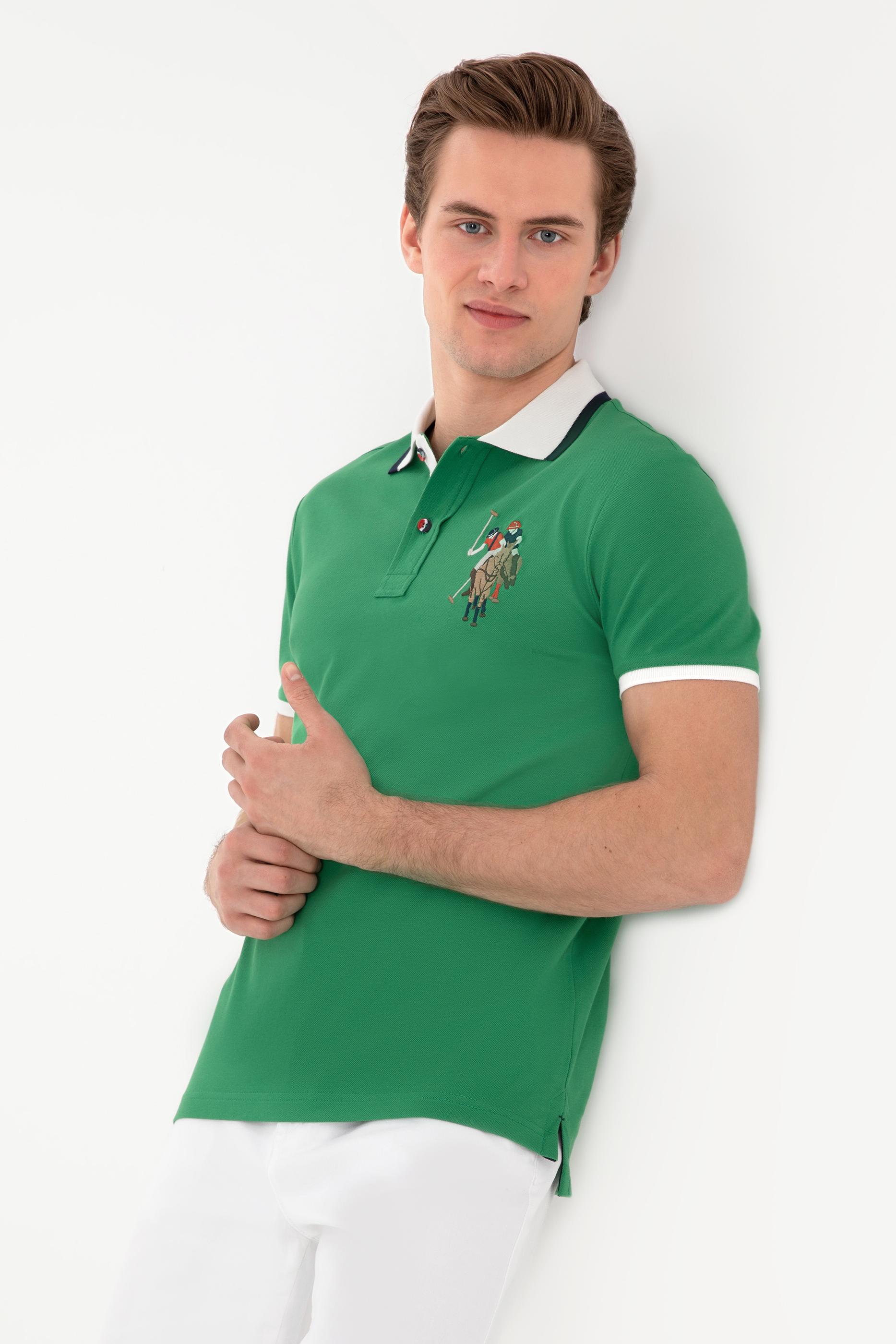 USPA Men Polo Green VR054 USPOM310 Regular Multi Color Horse U.S. Polo Assn.