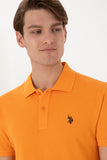 USPA Polo Shirt Men Orange VR051 USPOM300 Single Color Horse US Polo Assn.