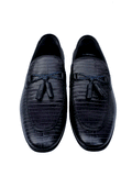 Federico Luciani D Blue Micro Leather Tassle Loafer Shoe Men