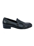 Nabeel & Aqeel Black Leather Double Monk Shoe