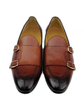 Nabeel & Aqeel Brown Leather Double Monk Shoe