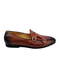 Nabeel & Aqeel Brown Leather Double Monk Shoe