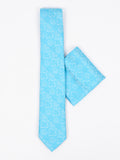 Pierre Cavelli Tie w Pocket Square  Two Tone Jacquard Knit Light Ferozi PCTPS002