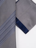 Pierre Cavelli Tie & Pocket Square Grey & Self Grey Stripes  PCTPS004