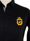 Kings Club Couture Shirt Button Down Regular Fit Royal Black Woven Cotton Blend with embroidered logo KCSHC002