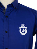 Kings Club Couture Shirt Button Down Regular Fit Royal Blue Woven Cotton Blend with embroidered logo KCSHC003