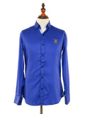 Kings Club Couture Shirt Button Down Regular Fit Royal Blue Woven Cotton Blend with Embroidered Logo KCSHC009