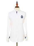 Kings Club Couture Shirt Button Down Regular Fit White Woven Cotton Blend with Embroidered Logo KCSHC010