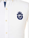 Kings Club Couture Shirt Button Down Regular Fit White Woven Cotton Blend with Embroidered Logo KCSHC010