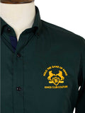 Kings Club Couture Shirt Button Down Regular Fit Game of Kings Green Woven Cotton Blend with Embroidered Logo KCSHG005