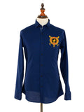 Kings Club Couture Shirt Button Down Regular Fit Shandur Navy Woven Cotton Blend with Embroidered Logo KCSHS001