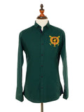 Kings Club Couture Shirt Button Down Regular Fit  Shandur Green Woven Cotton Blend with Embroidered Logo KCSHS002
