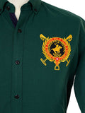 Kings Club Couture Shirt Button Down Regular Fit  Shandur Green Woven Cotton Blend with Embroidered Logo KCSHS002