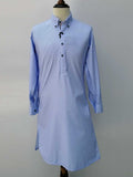 Nabeel & Aqeel Kurta Pajama Cotton Slim Sky Blue Button Down NKPS0044