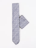 Piero Butti Tie w Pocket Square Grey Paisley Print  PBTPS001