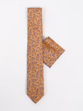 Peiro Butti Tie w Pocket Square Golden Paisley Print PBTPS003