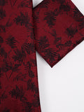 Peiro Butti Tie with Pocket Square Maroon with Leaf pattern PBTPS004