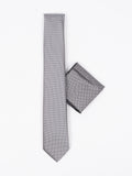 Peiro Butti Tie with Pocket Square Grey Self Weaved PBTPS010