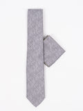 Peiro Butti Tie w Pocket Square Grey Herringbone PBTPS023