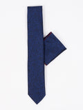 Peiro Butti Tie with Pocket Square Navy Blue Leaf Pattern PBTPS028